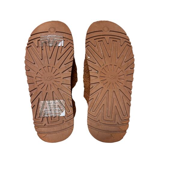 UGG Shearling Fleece Mule Slides Brown Slip On Platform Slippers Comfort Shoes - Picture 3 of 8